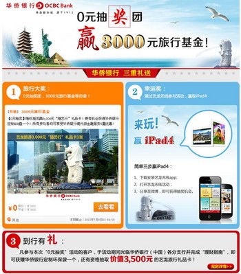 參與華僑銀行“0元抽獎團”，贏取旅行大獎